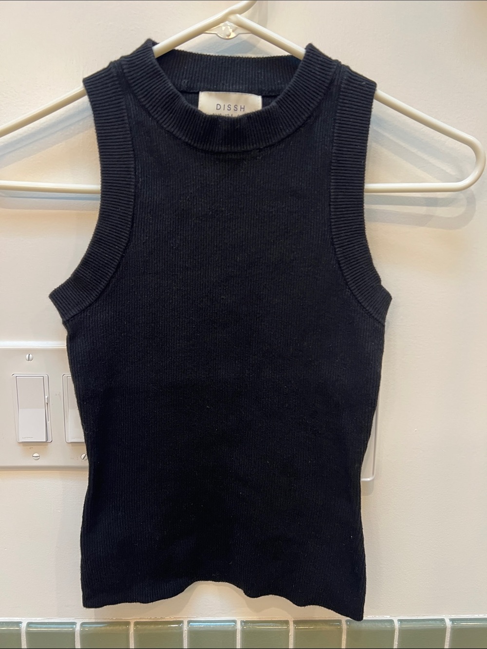 DISSH Black Ribbed Sleeveless Knit Tank